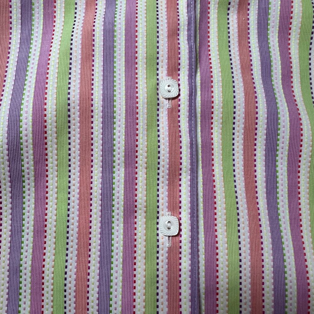 FOXCRAFT Button Down Shirt Womens 14 Pink Green Stripe Long Sleeve Wrinkle Free - Picture 3 of 11